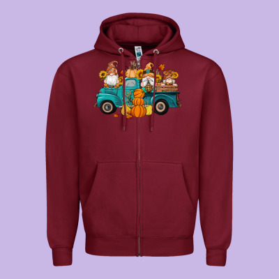Fall Gnomes Truck Pumpkin Sunflowers Zipper Hoodie Designed By Artiststas