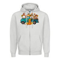 Dove Grey fall gnomes truck pumpkin sunflowers Zipper Hoodie - Artiststas