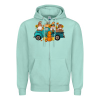 Seafoam fall gnomes truck pumpkin sunflowers Zipper Hoodie - Artiststas
