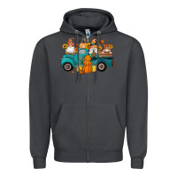 Smoke fall gnomes truck pumpkin sunflowers Zipper Hoodie - Artiststas