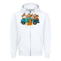 White fall gnomes truck pumpkin sunflowers Zipper Hoodie - Artiststas