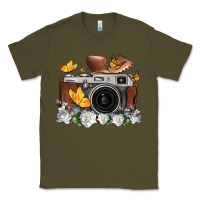 Army Green floral butterfly film roll vintage camera Classic Tee - FaDigitalArtStudio