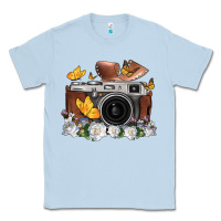 Dusty Blue floral butterfly film roll vintage camera Classic Tee - FaDigitalArtStudio