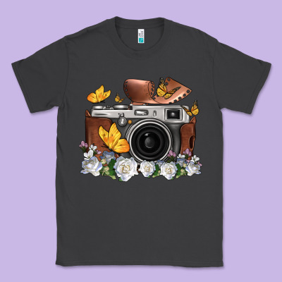 Floral Butterfly Film Roll Vintage Camera Classic Tee Designed By Fadigitalartstudio