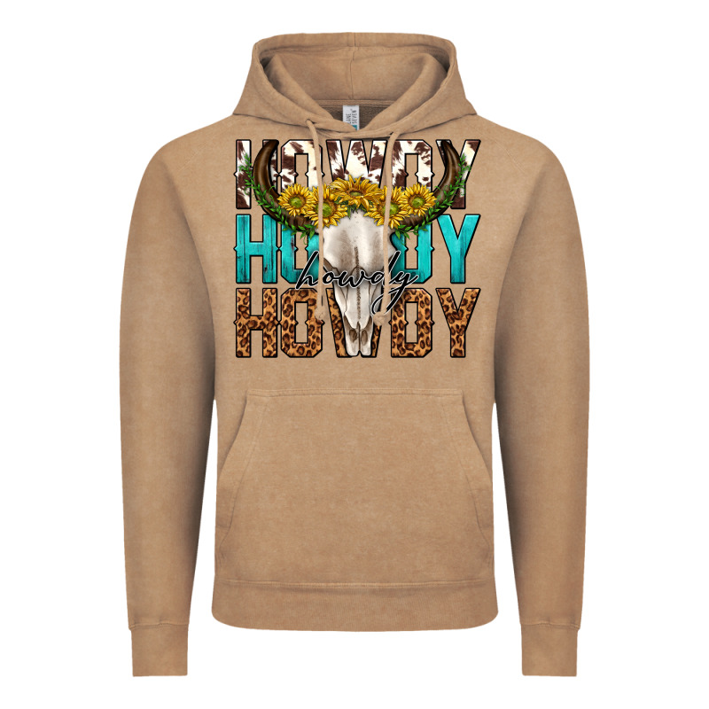 Howdy Howdy Howdy Western Bull Skull Vintage Hoodie by texasbilliewilder | Teevron