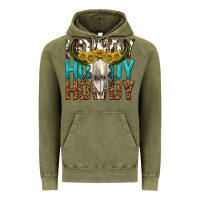 Vintage Olive howdy howdy howdy western bull skull Vintage Hoodie - texasbilliewilder