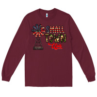 Burgundy small town usa Long Sleeve Tee - CowhideDigitalArt