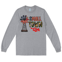 Heather Grey small town usa Long Sleeve Tee - CowhideDigitalArt