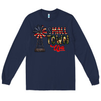 Navy small town usa Long Sleeve Tee - CowhideDigitalArt