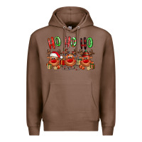 Chestnut Ho ho ho Reindeer Premium Hoodie - NancyCooperArtShop