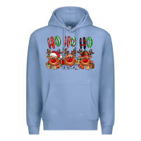 Colony Blue Ho ho ho Reindeer Premium Hoodie - NancyCooperArtShop