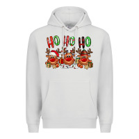 Dove Grey Ho ho ho Reindeer Premium Hoodie - NancyCooperArtShop