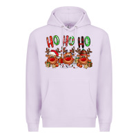 Lilac Ho ho ho Reindeer Premium Hoodie - NancyCooperArtShop