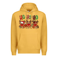 Mustard Ho ho ho Reindeer Premium Hoodie - NancyCooperArtShop