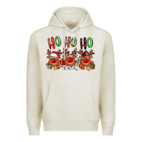 Oatmeal Heather Ho ho ho Reindeer Premium Hoodie - NancyCooperArtShop