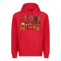 Red Ho ho ho Reindeer Premium Hoodie - NancyCooperArtShop