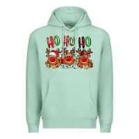 Seafoam Ho ho ho Reindeer Premium Hoodie - NancyCooperArtShop