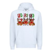 White Ho ho ho Reindeer Premium Hoodie - NancyCooperArtShop