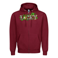 Burgundy lucky with gnome and  shamrocks Zipper Hoodie - AdoDesignShop