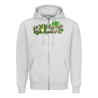 Dove Grey lucky with gnome and  shamrocks Zipper Hoodie - AdoDesignShop