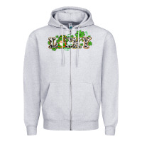 Heather Grey lucky with gnome and  shamrocks Zipper Hoodie - AdoDesignShop