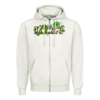 Oatmeal Heather lucky with gnome and  shamrocks Zipper Hoodie - AdoDesignShop