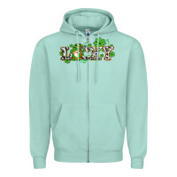 Seafoam lucky with gnome and  shamrocks Zipper Hoodie - AdoDesignShop
