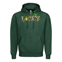 Lucky With Gnome And  Shamrocks Zipper Hoodie | Teevron