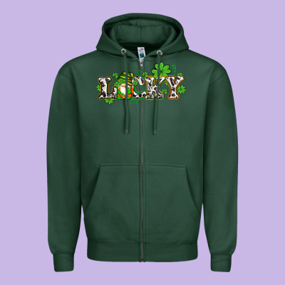 Lucky With Gnome And  Shamrocks Zipper Hoodie Designed By Adodesignshop