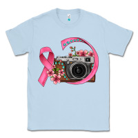Dusty Blue floral cancer ribbon vintage camera Classic Tee - FaDigitalArtStudio