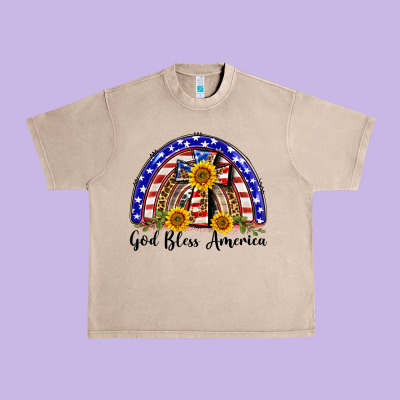 God Bless America  Rainbow Urban Heavy Tee Designed By Barkaloodesign