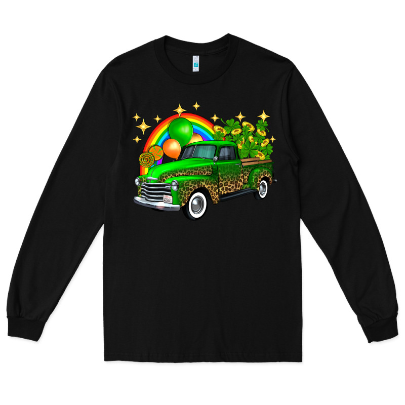 St Patricks Shamrock Gold Rainbow Balloon Candy Truck Long Sleeve Tee by FaDigitalArtStudio | Teevron