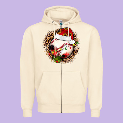 Christmas Baseball Zipper Hoodie Designed By Jahusdesignshop