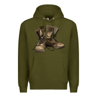 Army Green soldier veteran boots Premium Hoodie - MaliasSmallBusiness