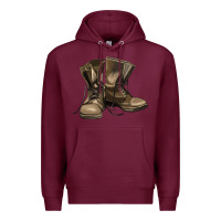 Burgundy soldier veteran boots Premium Hoodie - MaliasSmallBusiness