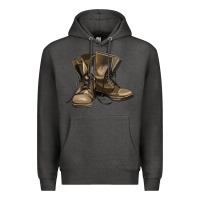 Charcoal Heather soldier veteran boots Premium Hoodie - MaliasSmallBusiness