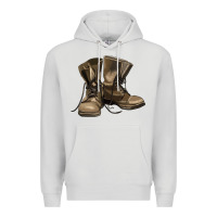 Dove Grey soldier veteran boots Premium Hoodie - MaliasSmallBusiness