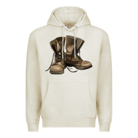 Oatmeal Heather soldier veteran boots Premium Hoodie - MaliasSmallBusiness