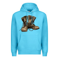 Ocean Blue soldier veteran boots Premium Hoodie - MaliasSmallBusiness