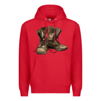Red soldier veteran boots Premium Hoodie - MaliasSmallBusiness