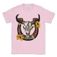 Bubblegum Pink bull skull with horseshoe Classic Tee - RanaPortraitStore