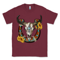Burgundy bull skull with horseshoe Classic Tee - RanaPortraitStore