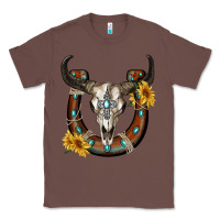 Chestnut bull skull with horseshoe Classic Tee - RanaPortraitStore