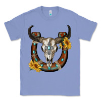 Colony Blue bull skull with horseshoe Classic Tee - RanaPortraitStore