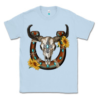 Dusty Blue bull skull with horseshoe Classic Tee - RanaPortraitStore