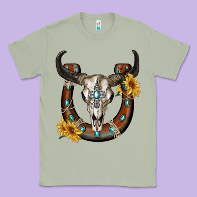 Bull Skull With Horseshoe Classic Tee Designed By Ranaportraitstore