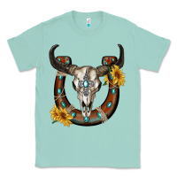 Seafoam bull skull with horseshoe Classic Tee - RanaPortraitStore