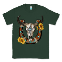Sports Green bull skull with horseshoe Classic Tee - RanaPortraitStore