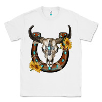 White bull skull with horseshoe Classic Tee - RanaPortraitStore