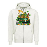 Oatmeal Heather lucky truck with flags and beers Zipper Hoodie - AdoDesignShop